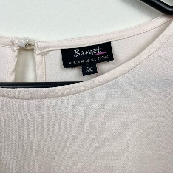 Bardot Nordstrom Pink Champagne Ruffle Top with Long Bell Sleeves- Size Large 10 - Picture 8 of 8